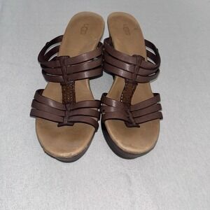 UGG Mattie‎ Platform Wedge Slide Sandal Suntan Brown Size 7